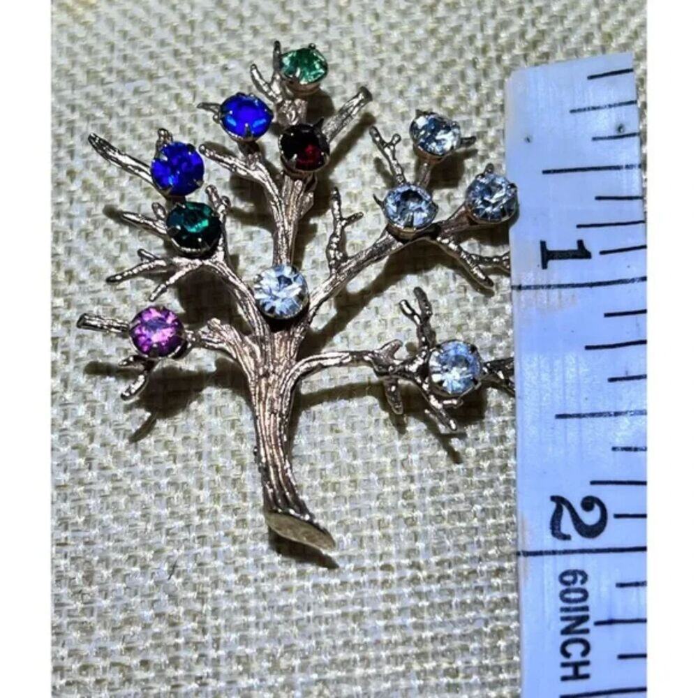 Sarah Coventry RARE Rhinestones Tree Brooch Gold Tone - Picture 4 of 10